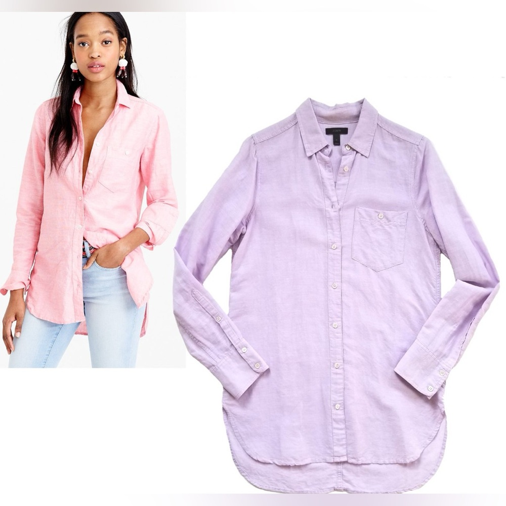 NWOT- J.Crew Linen blend Shirt Lavender Button-Up Shirt 4